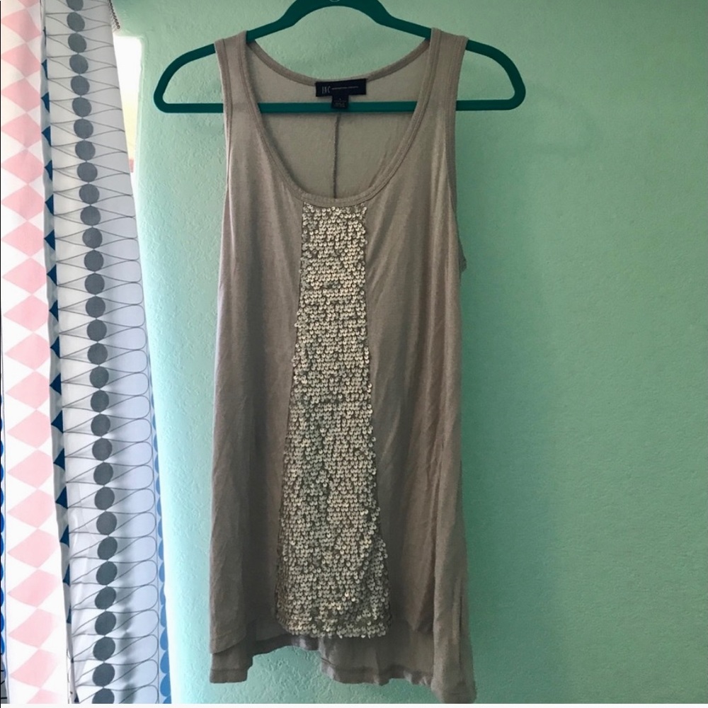 Exquisite Dressy Tank Top with Gold Sequins